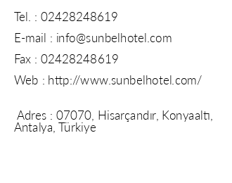 Club Hotel Sunbel iletiim bilgileri